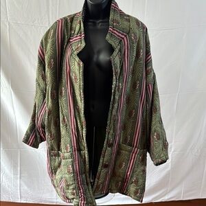 Kenar Green and Red Cape with Oversized Fit